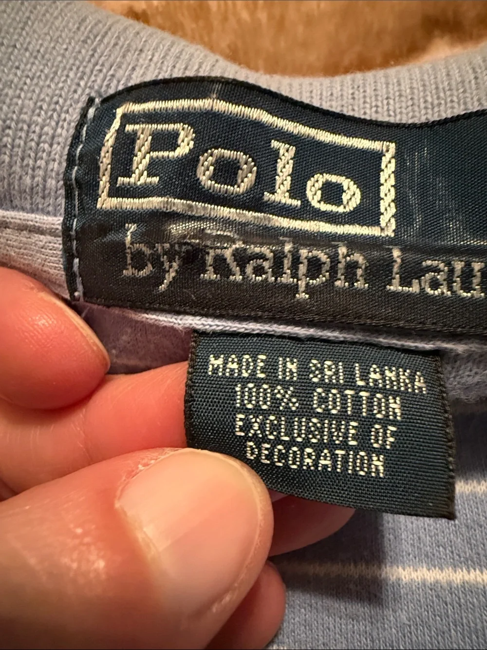 🖤VINTAGE POLO BY RALPH LAUREN MENS LIGHT BLUE/ WHT POLO TOP SIZE L🖤